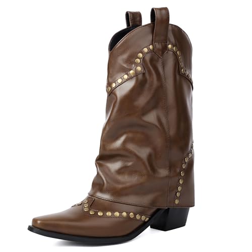 Gicoiz Damen Pointed Toe Halbschaft Western Cowboystiefel Bestickt Komfort Blockabsatz Stiefel Winter Draußen Retro Riding Stiefeletten Ohne Verschluss Braun Gr 45 EU-47Cn Gicoiz Damen Pointed Toe Halbschaft Western Cowboystiefel Bestickt Komfort Blockabsatz Stiefel Winter Draußen Retro Riding Stiefeletten Ohne Verschluss Braun Gr 45 EU-47Cn von Gicoiz
