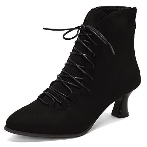 Gicoiz Damen Pointed Toe Retro Kitten Heels Winter Stiefeletten Elegant Schnüren Biker Military Comfy Chelsea Stiefeletten Reißverschluss Schwarz Gr 38 EU-39Cn Gicoiz Damen Pointed Toe Retro Kitten Heels Winter Stiefeletten Elegant Schnüren Biker Military Comfy Chelsea Stiefeletten Reißverschluss Schwarz Gr 38 EU-39Cn von Gicoiz
