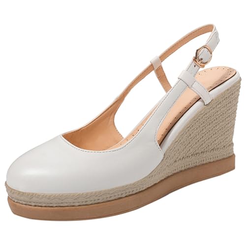 Gicoiz Damen Runde Zehen Hohen Keilabsatz Plateau Sandals Slingback Elegant Knöchelriemchen Geschlossen Comfy Hochzeit T Bar Schuhe Weiß Gr 40 EU-41Cn Gicoiz Damen Runde Zehen Hohen Keilabsatz Plateau Sandals Slingback Elegant Knöchelriemchen Geschlossen Comfy Hochzeit T Bar Schuhe Weiß Gr 40 EU-41Cn von Gicoiz