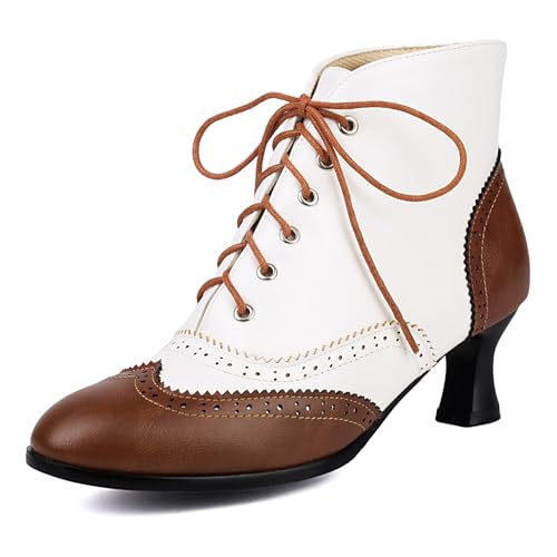 Gicoiz Damen Runde Zehen Kitten Stiefel Chelsea Motorradstiefel Sommer Schnüren Mesh Ankle Stiefeletten Strappy Gladiator Winter Brogue Chukka Camel Gr 36.5 EU-37Cn von Gicoiz