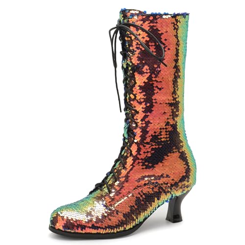 Gicoiz Damen Runde Zehen Kitten Stiefel Chelsea Motorradstiefel Sommer Schnüren Mesh Ankle Stiefeletten Strappy Gladiator Winter Brogue Chukka Mehrfarbig Gr 35 EU von Gicoiz