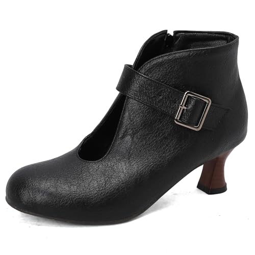 Gicoiz Damen Runde Zehen Kitten Stiefel Chelsea Motorradstiefel Sommer Schnüren Mesh Ankle Stiefeletten Strappy Gladiator Winter Brogue Chukka Schwarz Gr 34 EU von Gicoiz