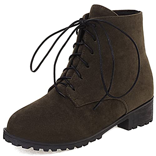 Gicoiz Damen Runde Zehen Klassische Combat Chukka Stiefeletten Mode Schnüren Snakeskin Leopard Military Leisure Blockabsatz Stiefel Denim Stiefeletten Grün Gr 35 EU von Gicoiz