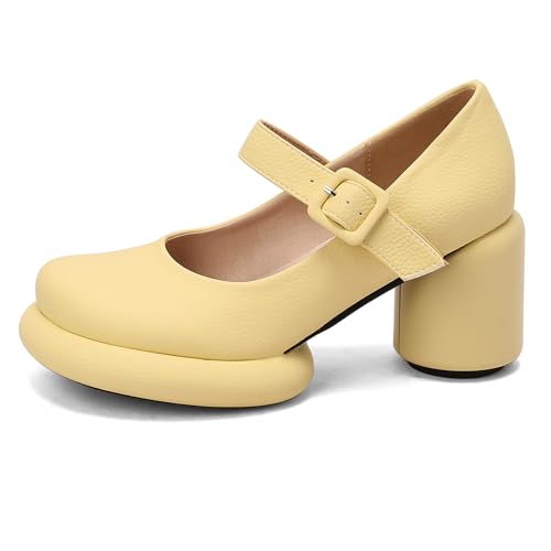 Gicoiz Damen Runde Zehen Stylish Chunky Heel Mary Jane Party Knöchelriemchen Elegant Geschlossen Schnalle Hochzeit Schuhe Gelb Gr 7-41 Gicoiz Damen Runde Zehen Stylish Chunky Heel Mary Jane Party Knöchelriemchen Elegant Geschlossen Schnalle Hochzeit Schuhe Gelb Gr 7-41 von Gicoiz