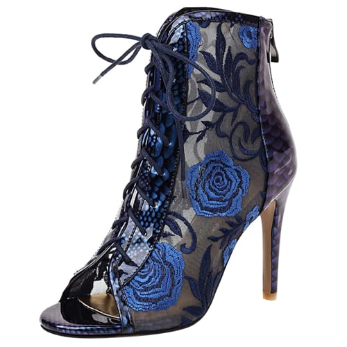 Gicoiz Damen Sommer Bestickt Stiletto Mittelhohe Stiefel Elegant Stiefeletten Zip Hochzeit Peep Toe Schnüren Pointed Toe Mesh Stiefeletten Blau Gr 40.5 EU-42Cn Gicoiz Damen Sommer Bestickt Stiletto Mittelhohe Stiefel Elegant Stiefeletten Zip Hochzeit Peep Toe Schnüren Pointed Toe Mesh Stiefeletten Blau Gr 40.5 EU-42Cn von Gicoiz