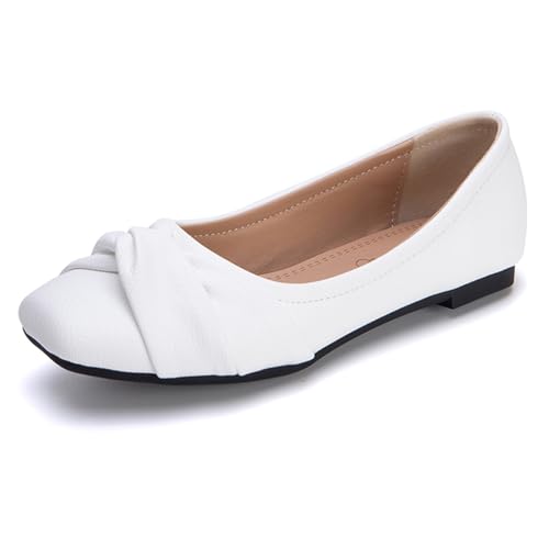 Gicoiz Damen Square Toe Ballet Flach Schuhe Foldable Ballerina Dolly Schuhe Foldable Ohne Verschluss Arbeit Loafer Leisure Pantoffeln Bogen Weiß Gr 36.5 EU-37Cn Gicoiz Damen Square Toe Ballet Flach Schuhe Foldable Ballerina Dolly Schuhe Foldable Ohne Verschluss Arbeit Loafer Leisure Pantoffeln Bogen Weiß Gr 36.5 EU-37Cn von Gicoiz