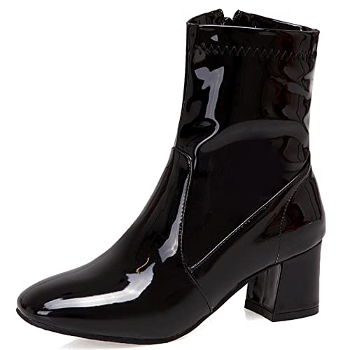 Gicoiz Damen Square Toe Elegant Blockabsatz Stiefel Chelsea Stiefel Lack Winter Hochzeit Weit Fit Ankle Stiefeletten Zip Buro Arbeit Formal Schuhe Schwarz Gr 41 EU-43Cn Gicoiz Damen Square Toe Elegant Blockabsatz Stiefel Chelsea Stiefel Lack Winter Hochzeit Weit Fit Ankle Stiefeletten Zip Buro Arbeit Formal Schuhe Schwarz Gr 41 EU-43Cn von Gicoiz