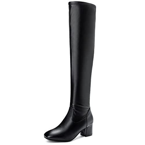 Gicoiz Damen Square Toe Elegant Overknees Stretch Stiefel Stylish Winter Party Blockabsatz Stiefel Weit Fit Comfy Thigh High Lang Wildleder Stiefel Schwarz Gr 43 EU-45Cn Gicoiz Damen Square Toe Elegant Overknees Stretch Stiefel Stylish Winter Party Blockabsatz Stiefel Weit Fit Comfy Thigh High Lang Wildleder Stiefel Schwarz Gr 43 EU-45Cn von Gicoiz