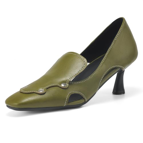 Gicoiz Damen Square Toe Loafer Stiletto Kitten Heel Pumps Ohne Verschluss Business Arbeit Formal Geschlossen Vintage Büroschuhe Grün Gr 39 EU-40Cn Gicoiz Damen Square Toe Loafer Stiletto Kitten Heel Pumps Ohne Verschluss Business Arbeit Formal Geschlossen Vintage Büroschuhe Grün Gr 39 EU-40Cn von Gicoiz