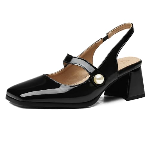 Gicoiz Damen Square Toe Mode Mary Jane Lack Hochzeit Schuhe Slingback Elegant Blockabsatz Schuhe Party Knöchelriemchen Pump Weit Fit Schwarz Gr 43 EU-45Cn Gicoiz Damen Square Toe Mode Mary Jane Lack Hochzeit Schuhe Slingback Elegant Blockabsatz Schuhe Party Knöchelriemchen Pump Weit Fit Schwarz Gr 43 EU-45Cn von Gicoiz