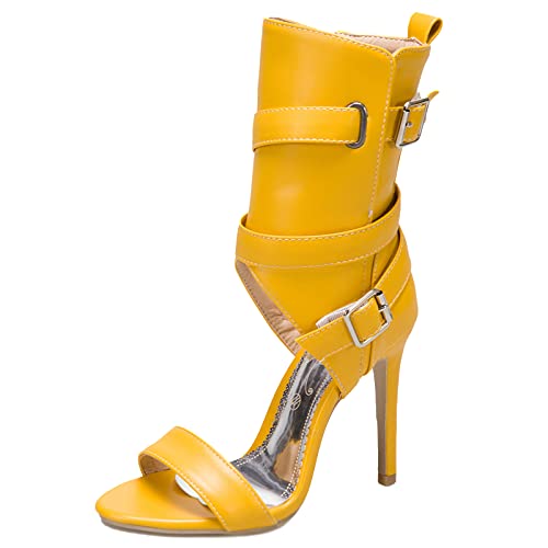 Gicoiz Damen Stiletto Pump Mode Peep Toe Römersandalen Sommer Ankle Boots Elegant Höhe Ferse Offene Zeh Gladiator Slingback Schuhe Gelb Gr 36 EU Gicoiz Damen Stiletto Pump Mode Peep Toe Römersandalen Sommer Ankle Boots Elegant Höhe Ferse Offene Zeh Gladiator Slingback Schuhe Gelb Gr 36 EU von Gicoiz