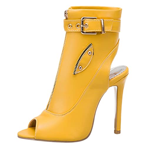 Gicoiz Damen Stiletto Pump Mode Peep Toe Römersandalen Sommer Ankle Boots Elegant Höhe Ferse Offene Zeh Gladiator Slingback Schuhe Gelb Gr 39 EU-40Cn Gicoiz Damen Stiletto Pump Mode Peep Toe Römersandalen Sommer Ankle Boots Elegant Höhe Ferse Offene Zeh Gladiator Slingback Schuhe Gelb Gr 39 EU-40Cn von Gicoiz