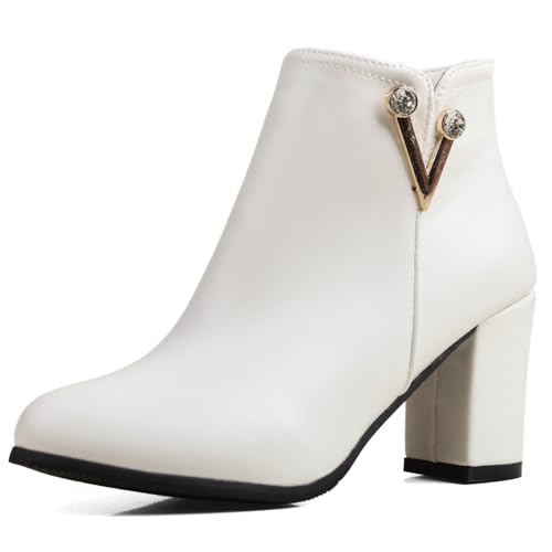 Gicoiz Elegant Chelsea Damen Formal Blockabsatz Stiefeletten Pointed Toe Abend Chunky Wildleder Hochzeit Höhe Ferse Stiefeletten Weiß Gr 34 EU Gicoiz Elegant Chelsea Damen Formal Blockabsatz Stiefeletten Pointed Toe Abend Chunky Wildleder Hochzeit Höhe Ferse Stiefeletten Weiß Gr 34 EU von Gicoiz