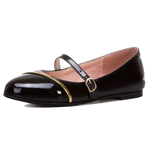 Gicoiz Fußkleidung Damen Runde Zehen Lack Ballet Flach Schuhe Ohne Verschluss Leisure Dolly Schuhe Komfort Arbeit Hochzeit Loafer Buro Formal Schuhe Schwarz Gr 47 EU-49Cn von Gicoiz