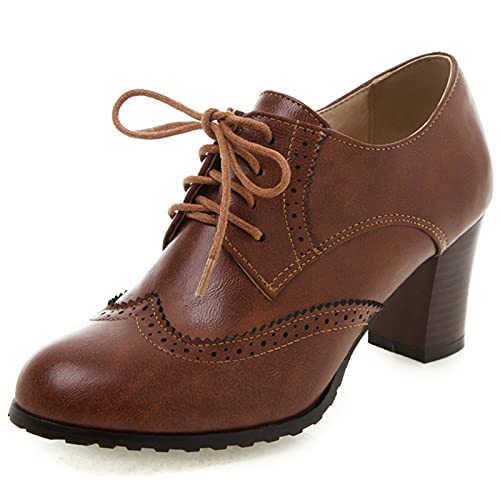 Gicoiz Fußkleidung Damen Schnüren Formal Blockabsatz Geschlossen Brogue Schuhe Klassische Runde Zehen Oxford Buro Arbeit Pantoffeln Braun Gr 39 EU-40Cn Gicoiz Fußkleidung Damen Schnüren Formal Blockabsatz Geschlossen Brogue Schuhe Klassische Runde Zehen Oxford Buro Arbeit Pantoffeln Braun Gr 39 EU-40Cn von Gicoiz