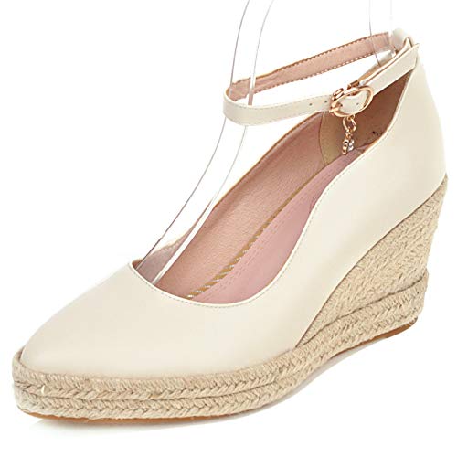Gicoiz Keilabsatz Plateau Espadrille Damen Pointed Toe Pump Knöchelriemchen Lovely Polka Dot Hochzeit Party Abendschuhe Mode Beige Gr 36.5 EU-37Cn Gicoiz Keilabsatz Plateau Espadrille Damen Pointed Toe Pump Knöchelriemchen Lovely Polka Dot Hochzeit Party Abendschuhe Mode Beige Gr 36.5 EU-37Cn von Gicoiz