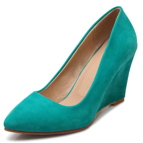 Gicoiz Keilabsatz Pointed Toe Damen Ohne Verschluss Höhe Ferse Schuhe Hochzeit Geschlossen Lack Pumps Buro Arbeit Formal Wildleder Bogen Keilabsatzs Grün Gr 40.5 EU-42Cn Gicoiz Keilabsatz Pointed Toe Damen Ohne Verschluss Höhe Ferse Schuhe Hochzeit Geschlossen Lack Pumps Buro Arbeit Formal Wildleder Bogen Keilabsatzs Grün Gr 40.5 EU-42Cn von Gicoiz