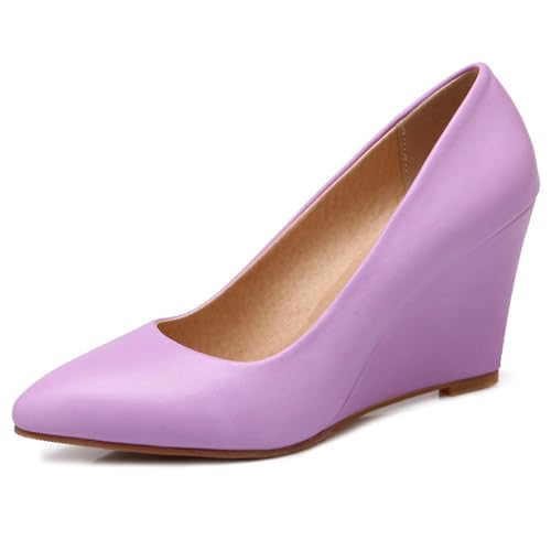 Gicoiz Keilabsatz Pointed Toe Damen Ohne Verschluss Höhe Ferse Schuhe Hochzeit Geschlossen Lack Pumps Buro Arbeit Formal Wildleder Bogen Keilabsatzs Violett Gr 40.5 EU-42Cn Gicoiz Keilabsatz Pointed Toe Damen Ohne Verschluss Höhe Ferse Schuhe Hochzeit Geschlossen Lack Pumps Buro Arbeit Formal Wildleder Bogen Keilabsatzs Violett Gr 40.5 EU-42Cn von Gicoiz