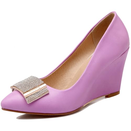 Gicoiz Keilabsatz Pointed Toe Damen Ohne Verschluss Höhe Ferse Schuhe Hochzeit Geschlossen Lack Pumps Buro Arbeit Formal Wildleder Bogen Keilabsatzs Violett Gr 40.5 EU-42Cn Gicoiz Keilabsatz Pointed Toe Damen Ohne Verschluss Höhe Ferse Schuhe Hochzeit Geschlossen Lack Pumps Buro Arbeit Formal Wildleder Bogen Keilabsatzs Violett Gr 40.5 EU-42Cn von Gicoiz