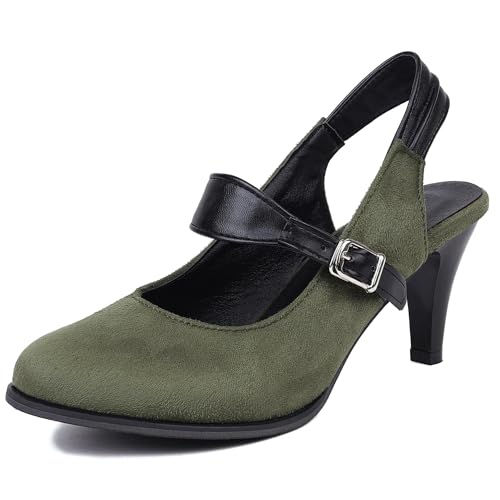 Gicoiz Klassische Mary Jane Knöchelriemchen Damen Schuhe Buro Arbeit Runde Zehen Hohen Blockabsatz Pumps Simple Slingback Stiletto Grün Gr 37 EU-38Cn Gicoiz Klassische Mary Jane Knöchelriemchen Damen Schuhe Buro Arbeit Runde Zehen Hohen Blockabsatz Pumps Simple Slingback Stiletto Grün Gr 37 EU-38Cn von Gicoiz