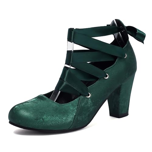 Gicoiz Lack Mary Jane Damen Block Schuhe Party Schuhe Runde Zehen Elegant Hochzeit Bride Höhe Ferse Pumpe Schnüren Ballet Grün Gr 36.5 EU-37Cn Gicoiz Lack Mary Jane Damen Block Schuhe Party Schuhe Runde Zehen Elegant Hochzeit Bride Höhe Ferse Pumpe Schnüren Ballet Grün Gr 36.5 EU-37Cn von Gicoiz