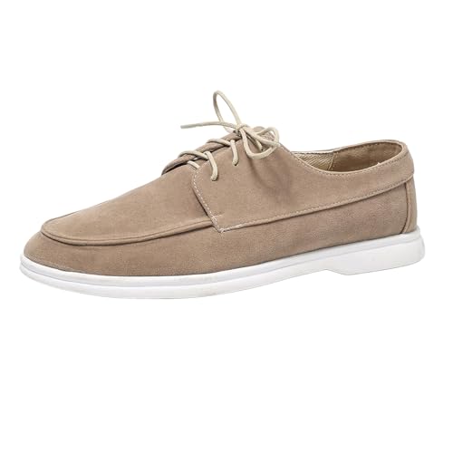 Gicoiz Moccasin Loafer Männer Flach Schuhe Damen Schnüren Oxford Runde Zehen Komfort Buro Arbeit Schuhe Ohne Verschluss Formal Derby Aprikose Gr 43 EU-45Cn von Gicoiz