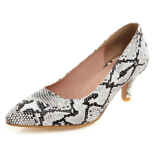 Gicoiz Party Kitten Schuhe Damen Mode Snakeskin Pumps Ohne Verschluss Abend Komfort Niedrige Absatz Geschlossen Formal Schuhe Weiß Gr 37 EU-38Cn Gicoiz Party Kitten Schuhe Damen Mode Snakeskin Pumps Ohne Verschluss Abend Komfort Niedrige Absatz Geschlossen Formal Schuhe Weiß Gr 37 EU-38Cn von Gicoiz
