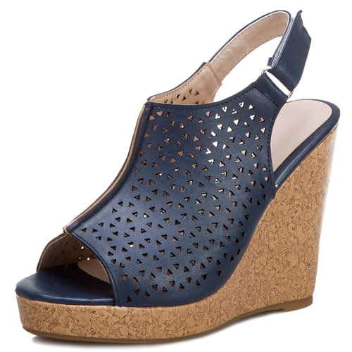 Gicoiz Peep Toe Keilabsatz Damen Plateau Gladiator Sandals Sommer Hochzeit Elegant Höhe Ferse Mode Knöchelriemchen Slingback Romisch Blau Gr 36.5 EU-37Cn Gicoiz Peep Toe Keilabsatz Damen Plateau Gladiator Sandals Sommer Hochzeit Elegant Höhe Ferse Mode Knöchelriemchen Slingback Romisch Blau Gr 36.5 EU-37Cn von Gicoiz