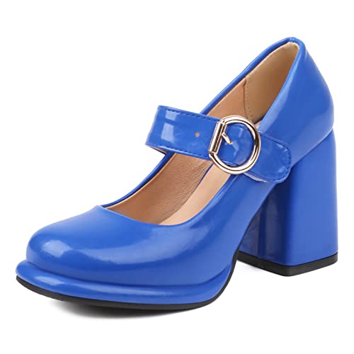 Gicoiz Plateau Mary Jane Damen Chunky Heels Pump Runde Zehen Komfort Hohen Blockabsatz Glitzer Hochzeit Arbeit Pump Blau Gr 34 EU Gicoiz Plateau Mary Jane Damen Chunky Heels Pump Runde Zehen Komfort Hohen Blockabsatz Glitzer Hochzeit Arbeit Pump Blau Gr 34 EU von Gicoiz