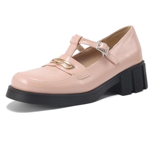 Gicoiz Plateau Mary Jane Damen T-Spange Blockabsatz Pumps Damen Schuluniform Komfort Runde Zehen Plateau Brogue Sommer Schuhe Pink Gr 40 EU-41Cn Gicoiz Plateau Mary Jane Damen T-Spange Blockabsatz Pumps Damen Schuluniform Komfort Runde Zehen Plateau Brogue Sommer Schuhe Pink Gr 40 EU-41Cn von Gicoiz