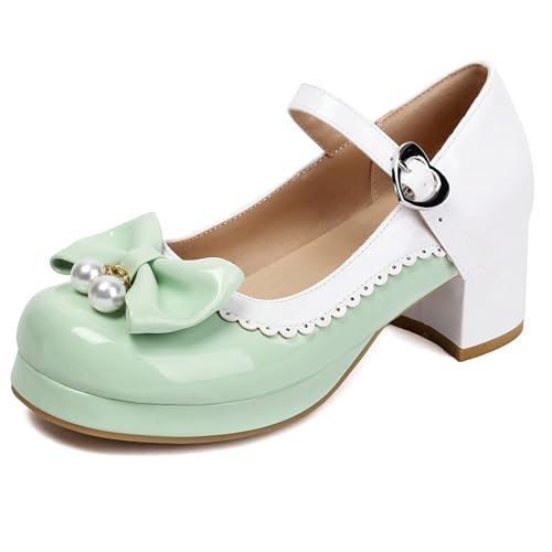 Gicoiz Plateau Mary Jane Schnalle Knöchelriemchen Damen Block Schuhe Sommer Schuluniform Party Komfort Runde Zehen Damen Pumps Bogen Grün Gr 36.5 EU-37Cn Gicoiz Plateau Mary Jane Schnalle Knöchelriemchen Damen Block Schuhe Sommer Schuluniform Party Komfort Runde Zehen Damen Pumps Bogen Grün Gr 36.5 EU-37Cn von Gicoiz