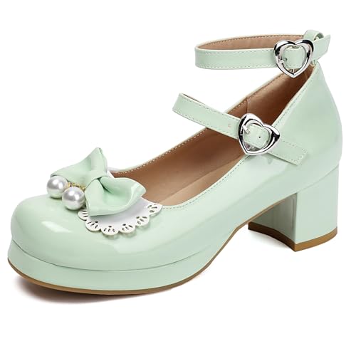 Gicoiz Plateau Mary Jane Schnalle Knöchelriemchen Damen Block Schuhe Sommer Schuluniform Party Komfort Runde Zehen Damen Pumps Bogen Grün Gr 40.5 EU-42Cn Gicoiz Plateau Mary Jane Schnalle Knöchelriemchen Damen Block Schuhe Sommer Schuluniform Party Komfort Runde Zehen Damen Pumps Bogen Grün Gr 40.5 EU-42Cn von Gicoiz