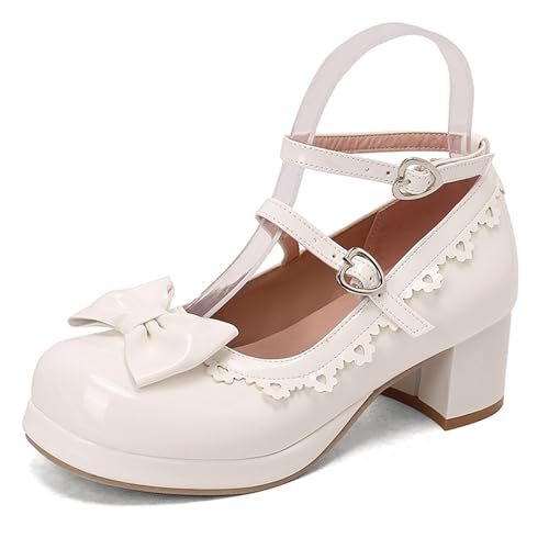 Gicoiz Plateau Mary Jane Schnalle Knöchelriemchen Damen Block Schuhe Sommer Schuluniform Party Komfort Runde Zehen Damen Pumps Bogen Weiß Gr 42 EU-44Cn Gicoiz Plateau Mary Jane Schnalle Knöchelriemchen Damen Block Schuhe Sommer Schuluniform Party Komfort Runde Zehen Damen Pumps Bogen Weiß Gr 42 EU-44Cn von Gicoiz