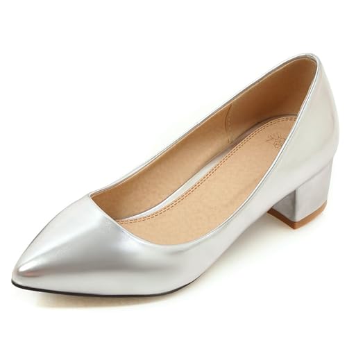 Gicoiz Pointed Toe Block Schuhe Damen Simple Pointed Toe Schuhe Ohne Verschluss Abend Formal Mittlere Fersenpumpe Bride Hochzeit Silber Gr 37 EU-38Cn Gicoiz Pointed Toe Block Schuhe Damen Simple Pointed Toe Schuhe Ohne Verschluss Abend Formal Mittlere Fersenpumpe Bride Hochzeit Silber Gr 37 EU-38Cn von Gicoiz