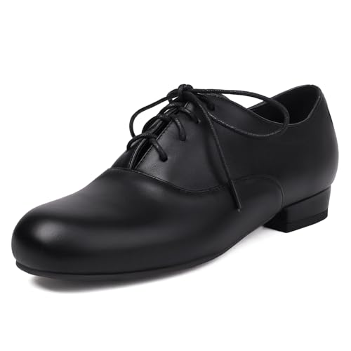 Gicoiz Schnüren Derby Damen Niedrige Absatz Brogue Oxford Büroschuhe Vintage Runde Zehen Business Arbeit Formal Pumps Männer Schwarz Gr 36.5 EU-37Cn von Gicoiz
