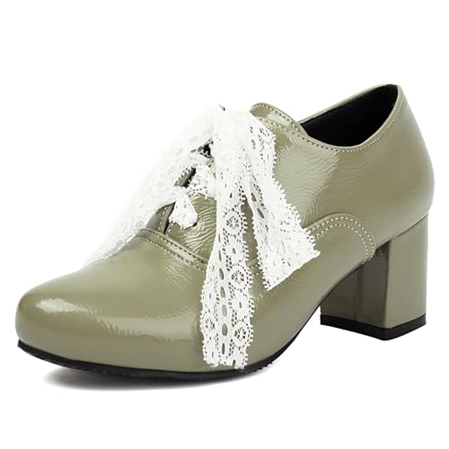 Gicoiz Schnüren Derby Lack Block Schuhe Damen Runde Zehen Arbeit Schuhe Business Formal Geschlossen Oxford Buro Pumps Grün Gr 38 EU-39Cn Gicoiz Schnüren Derby Lack Block Schuhe Damen Runde Zehen Arbeit Schuhe Business Formal Geschlossen Oxford Buro Pumps Grün Gr 38 EU-39Cn von Gicoiz