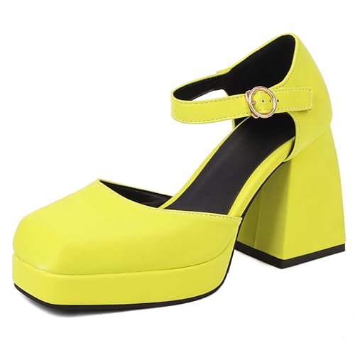 Gicoiz Square Toe Chunky Sandalen Damen Mode Sandals Weit Fit Damen Sommer Hohen Blockabsatz Plateau Elegant Party Gelb Gr 40.5 EU-42Cn Gicoiz Square Toe Chunky Sandalen Damen Mode Sandals Weit Fit Damen Sommer Hohen Blockabsatz Plateau Elegant Party Gelb Gr 40.5 EU-42Cn von Gicoiz
