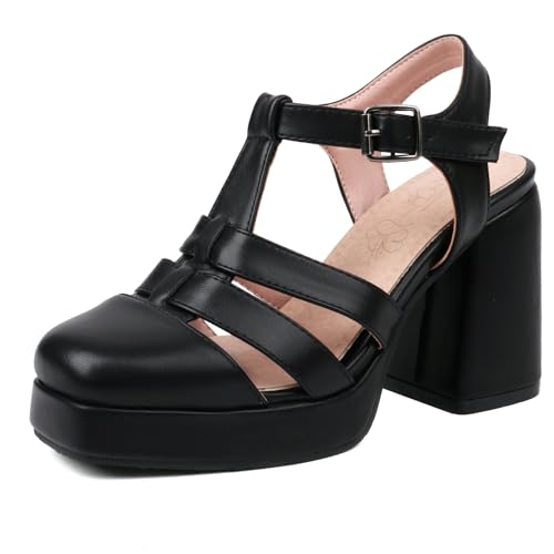 Gicoiz Square Toe Gladiator Damen Chunky Heel T-Spange Sandals Weit Fit Sommer Mode Plateau Römersandalen Leisure Schwarz Gr 40 EU-41Cn Gicoiz Square Toe Gladiator Damen Chunky Heel T-Spange Sandals Weit Fit Sommer Mode Plateau Römersandalen Leisure Schwarz Gr 40 EU-41Cn von Gicoiz