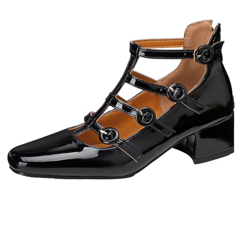 Gicoiz Square Toe Mary Jane Damen Mitte Blockabsatz Pumps Schnalle Knöchelriemchen Bride Hochzeit Elegant Geschlossen Schuhe Schwarz Gr 40.5 EU-42Cn Gicoiz Square Toe Mary Jane Damen Mitte Blockabsatz Pumps Schnalle Knöchelriemchen Bride Hochzeit Elegant Geschlossen Schuhe Schwarz Gr 40.5 EU-42Cn von Gicoiz