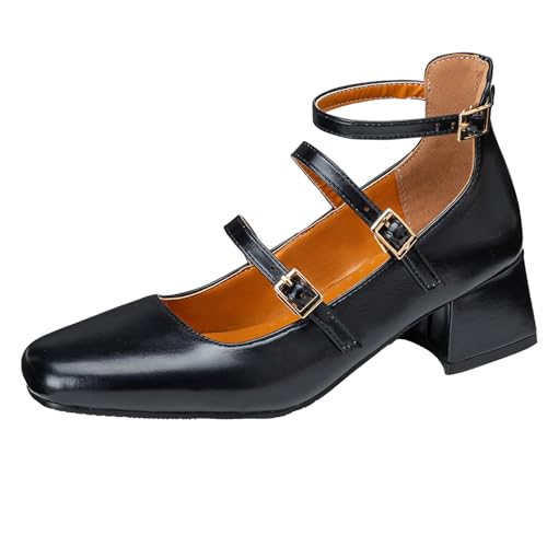 Gicoiz Square Toe Mary Jane Damen Mitte Blockabsatz Pumps Schnalle Knöchelriemchen Bride Hochzeit Elegant Geschlossen Schuhe Schwarz Gr 42 EU-44Cn Gicoiz Square Toe Mary Jane Damen Mitte Blockabsatz Pumps Schnalle Knöchelriemchen Bride Hochzeit Elegant Geschlossen Schuhe Schwarz Gr 42 EU-44Cn von Gicoiz