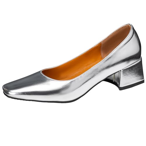 Gicoiz Square Toe Mary Jane Damen Mitte Blockabsatz Pumps Schnalle Knöchelriemchen Bride Hochzeit Elegant Geschlossen Schuhe Silber Gr 40.5 EU-42Cn Gicoiz Square Toe Mary Jane Damen Mitte Blockabsatz Pumps Schnalle Knöchelriemchen Bride Hochzeit Elegant Geschlossen Schuhe Silber Gr 40.5 EU-42Cn von Gicoiz