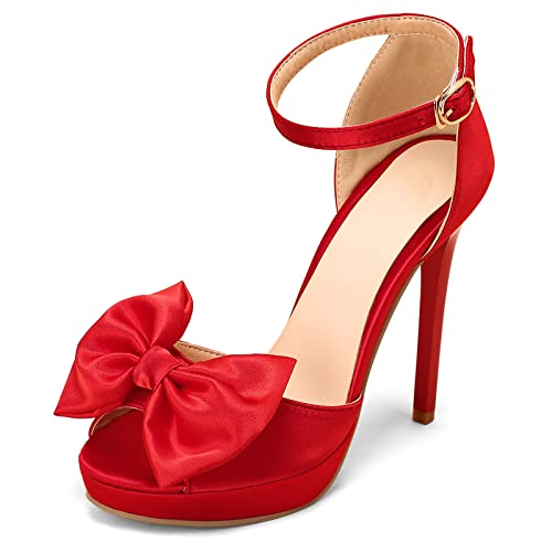 Gicoiz Stiletto Pump Plateau Damen Bogen Sandalen Party Peep Toe Elegant Abend Knöchelriemchen Bride Hochzeit Höhe Ferse Formal Schuhe Rot Gr 35 EU Gicoiz Stiletto Pump Plateau Damen Bogen Sandalen Party Peep Toe Elegant Abend Knöchelriemchen Bride Hochzeit Höhe Ferse Formal Schuhe Rot Gr 35 EU von Gicoiz