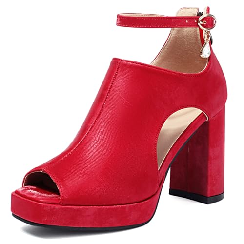 Gicoiz Strappy Gladiator Damen Peep Toe Chunky Heel Sandals Sommer Mode Hohen Blockabsatz Plateau Römersandalen Strand Rot Gr 35 EU Gicoiz Strappy Gladiator Damen Peep Toe Chunky Heel Sandals Sommer Mode Hohen Blockabsatz Plateau Römersandalen Strand Rot Gr 35 EU von Gicoiz