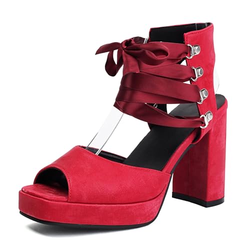 Gicoiz Strappy Gladiator Damen Peep Toe Chunky Heel Sandals Sommer Mode Hohen Blockabsatz Plateau Römersandalen Strand Rot Gr 45 EU-47Cn Gicoiz Strappy Gladiator Damen Peep Toe Chunky Heel Sandals Sommer Mode Hohen Blockabsatz Plateau Römersandalen Strand Rot Gr 45 EU-47Cn von Gicoiz