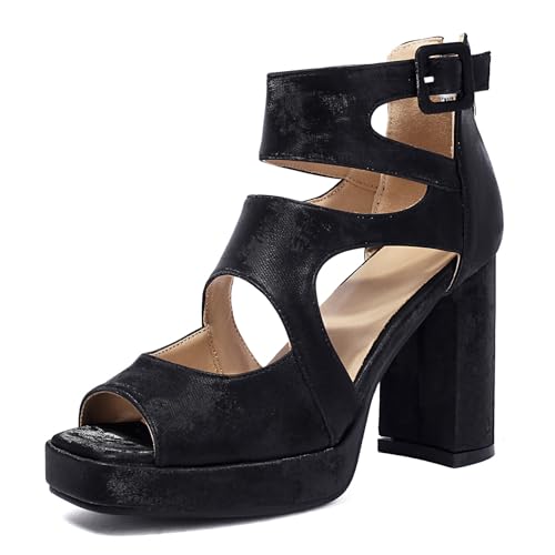 Gicoiz Strappy Gladiator Damen Peep Toe Chunky Heel Sandals Sommer Mode Hohen Blockabsatz Plateau Römersandalen Strand Schwarz Gr 41 EU-43Cn Gicoiz Strappy Gladiator Damen Peep Toe Chunky Heel Sandals Sommer Mode Hohen Blockabsatz Plateau Römersandalen Strand Schwarz Gr 41 EU-43Cn von Gicoiz