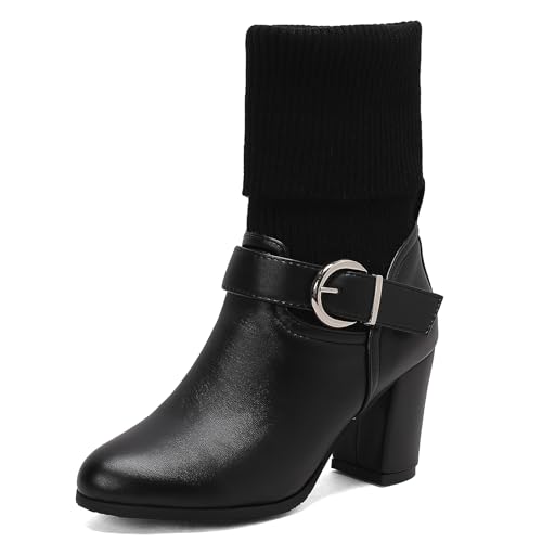 Gicoiz Strickented Damen Halbschaft Stretch Stiefeletten Blockabsatz Ohne Verschluss Pointed Toe Winter Mode Equestrian Leisure Chelsea Stiefel Schnalle Schwarz Gr 46 EU-48Cn Gicoiz Strickented Damen Halbschaft Stretch Stiefeletten Blockabsatz Ohne Verschluss Pointed Toe Winter Mode Equestrian Leisure Chelsea Stiefel Schnalle Schwarz Gr 46 EU-48Cn von Gicoiz