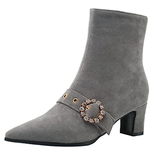 Gicoiz Vintage Chelsea Damen Blockabsatz Harness Stiefeletten Leisure Equestrian Komfort Pointed Toe Warm Riding Stiefeletten Seitenreißverschluss Grau Gr 40 EU-41Cn Gicoiz Vintage Chelsea Damen Blockabsatz Harness Stiefeletten Leisure Equestrian Komfort Pointed Toe Warm Riding Stiefeletten Seitenreißverschluss Grau Gr 40 EU-41Cn von Gicoiz
