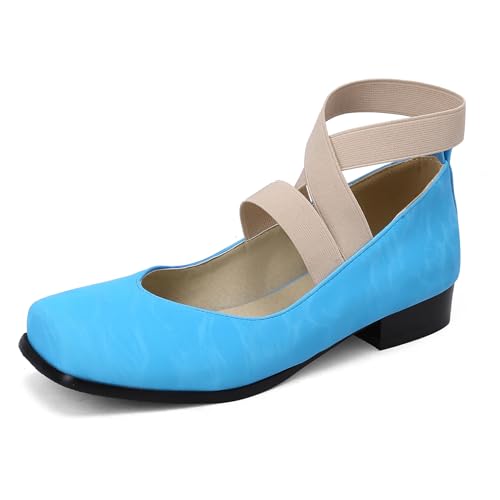 Gicoiz Weit Fit Mary Jane Damen Low Blockabsatz Pumps Square Toe Elastisch Knöchelriemchen Leisure Sommer Schuhe Damen Schuluniform Blau Gr 36.5 EU-37Cn Gicoiz Weit Fit Mary Jane Damen Low Blockabsatz Pumps Square Toe Elastisch Knöchelriemchen Leisure Sommer Schuhe Damen Schuluniform Blau Gr 36.5 EU-37Cn von Gicoiz
