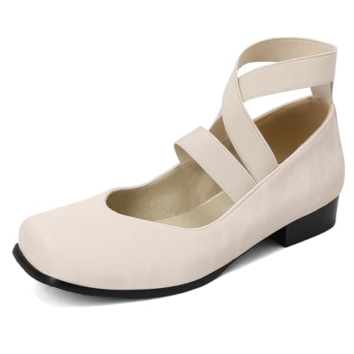 Gicoiz Weit Fit Mary Jane Damen Low Blockabsatz Pumps Square Toe Elastisch Knöchelriemchen Leisure Sommer Schuhe Damen Schuluniform Weiß Gr 41 EU-43Cn Gicoiz Weit Fit Mary Jane Damen Low Blockabsatz Pumps Square Toe Elastisch Knöchelriemchen Leisure Sommer Schuhe Damen Schuluniform Weiß Gr 41 EU-43Cn von Gicoiz