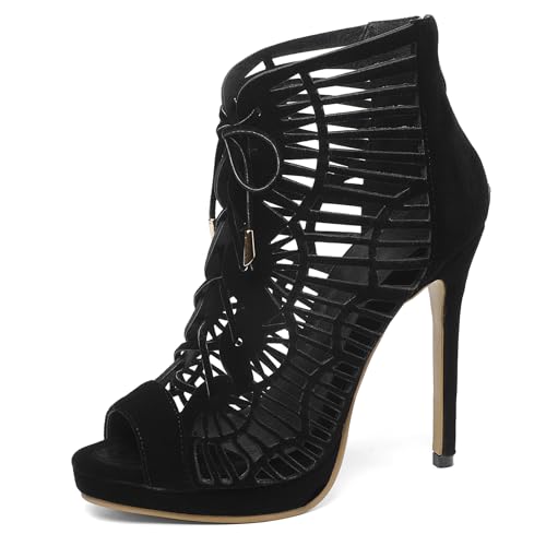 Gicoiz Wildleder Gladiator Damen Strappy Sommer Stiefeletten Peep Toe Abend Stiletto Höhe Ferse Elegant Mesh Stiefeletten Zip Schwarz Gr 49 EU-51Cn Gicoiz Wildleder Gladiator Damen Strappy Sommer Stiefeletten Peep Toe Abend Stiletto Höhe Ferse Elegant Mesh Stiefeletten Zip Schwarz Gr 49 EU-51Cn von Gicoiz